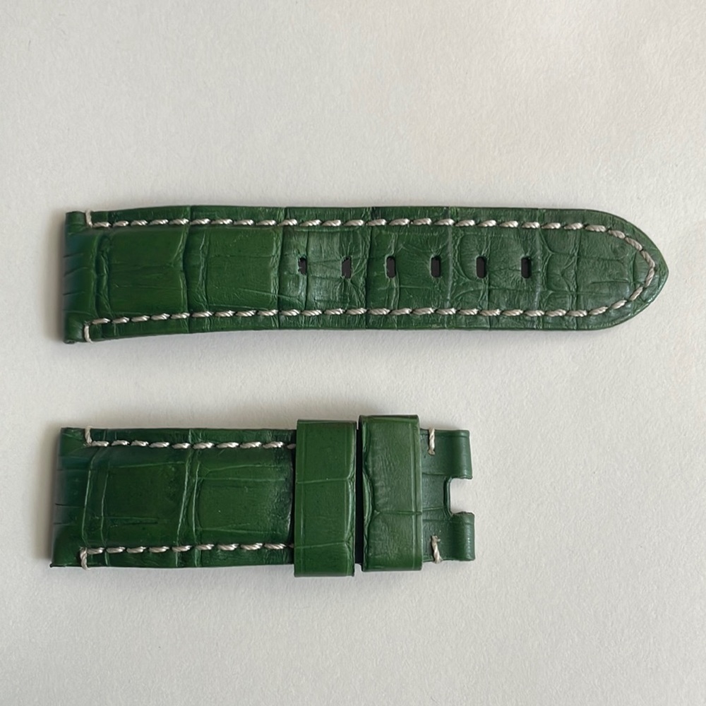 Watch leather belt dark green